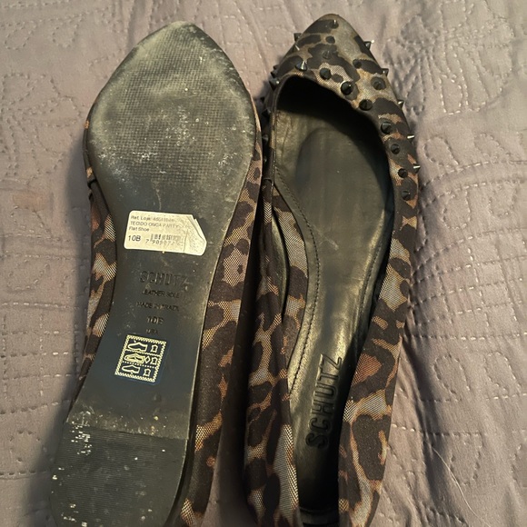 SCHUTZ- Black/Grey Leopard Print Studded Flats -10B - Picture 8 of 8